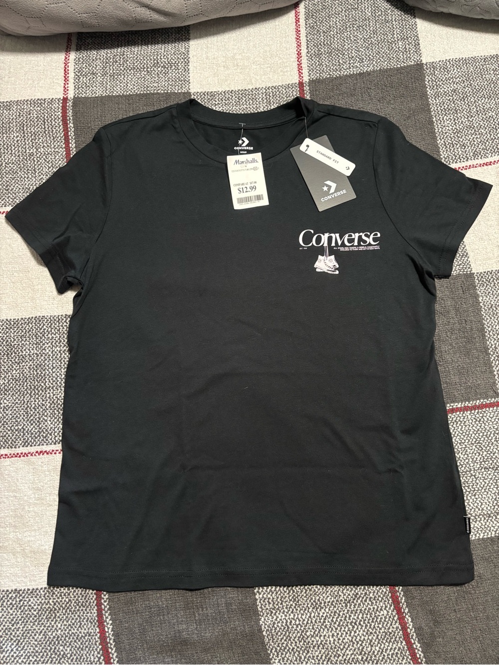 Converse Women’s Black Short Sleeve Tee with White Logo